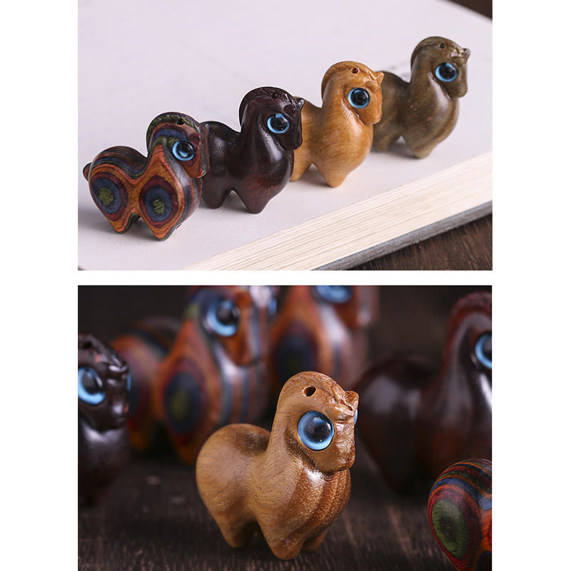 Buddha Stones小葉 紅白檀 緑白檀 幸運のミニ馬 守護飾り