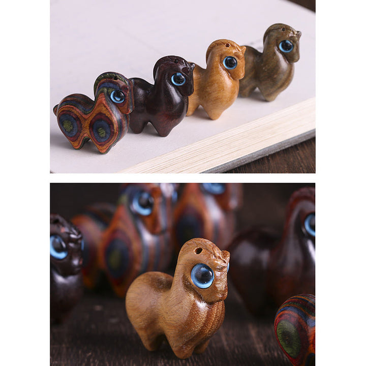 Buddha Stones小葉 紅白檀 緑白檀 幸運のミニ馬 守護飾り