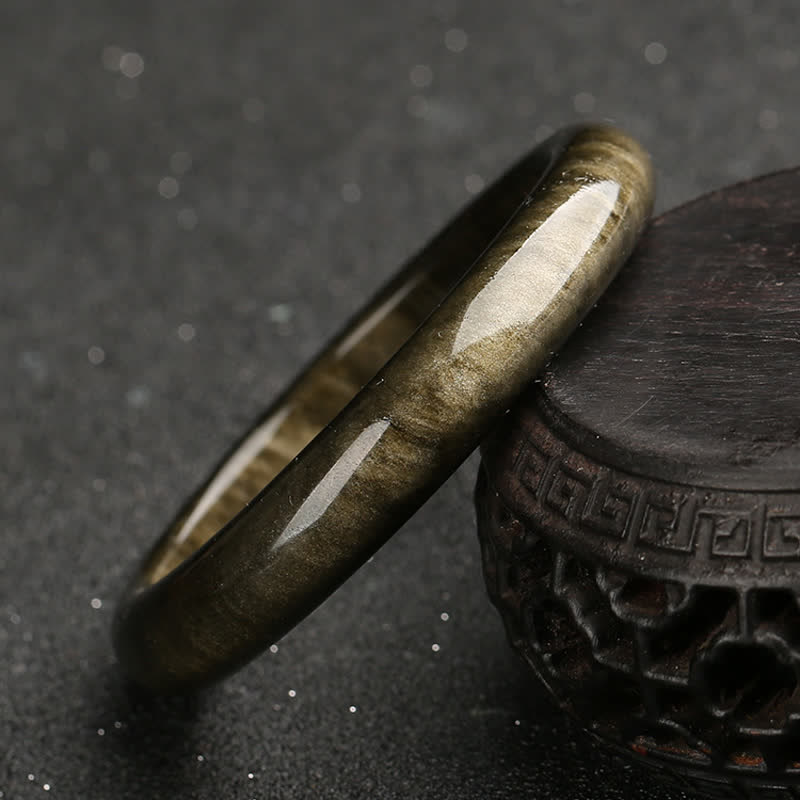 Buddha Stonesゴールドシーンオブシディアン シルバーシーンオブシディアン守護ブレスレットバングル