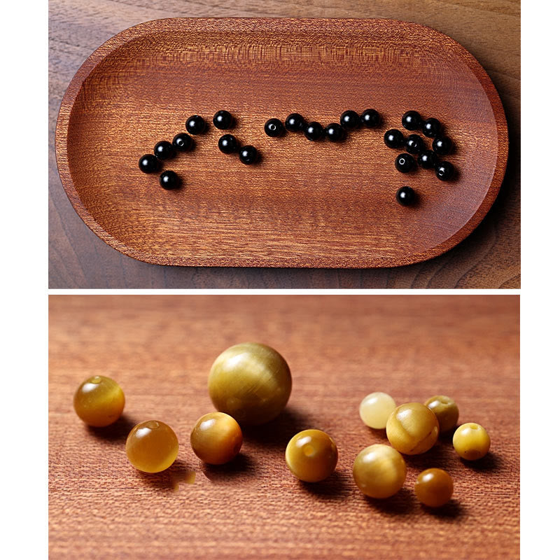 Buddha Stonesチベット 108 個Malaビーズ ブラックオニキス タイガーアイビーズ 九宮 八卦 守護ブレスレット