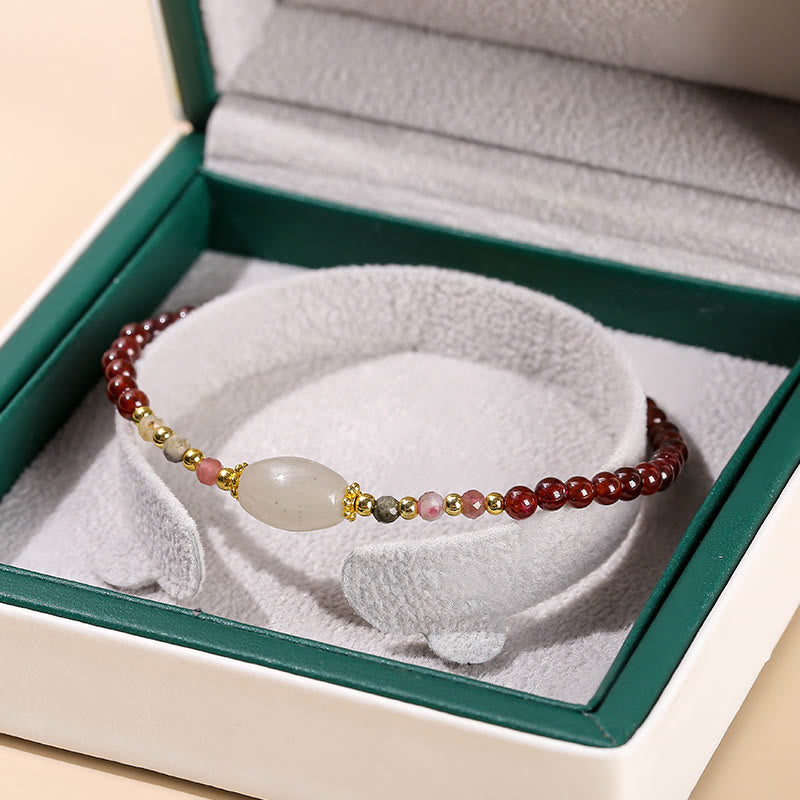 Buddha Stonesガーネット翡翠トルマリンビーズパッションブレスレット