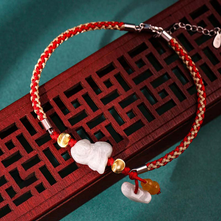 Buddha Stones中国の十二支翡翠 繁栄の赤紐のブレスレット アンクレット - モンキー(ブレスレット/アンクレットサイズ19.5+4cm) - image 12