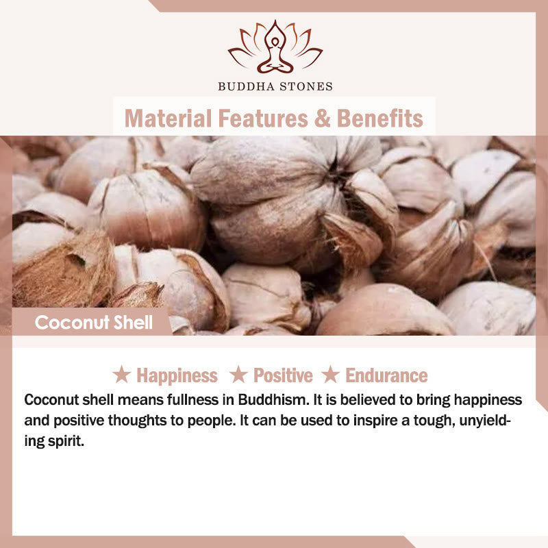 Buddha Stonesハンドメイド天然コーヒー豆ココナッツシェル幸福ブレスレット - image 5