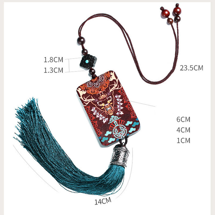 Buddha Stones手作り ヘラジカ 鹿 黒檀 木製 バランス タッセル 車 吊り下げ 装飾