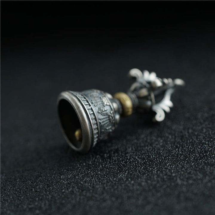 Buddha Stonesチベット 925 スターリングシルバーOm Mani Padme Humジェベル ヴァジュラ 彫刻 悟りのペンダント 吊り下げ装飾