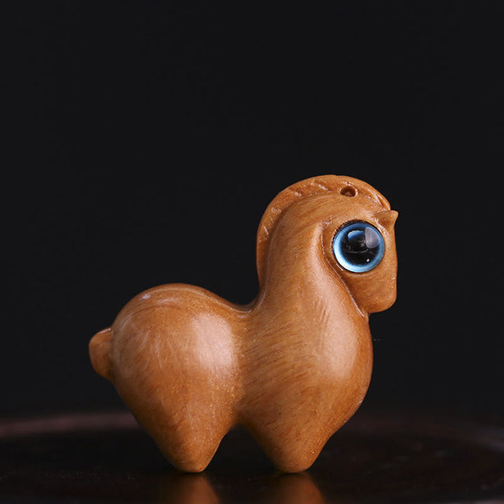 Buddha Stones小葉 紅白檀 緑白檀 幸運のミニ馬 守護飾り