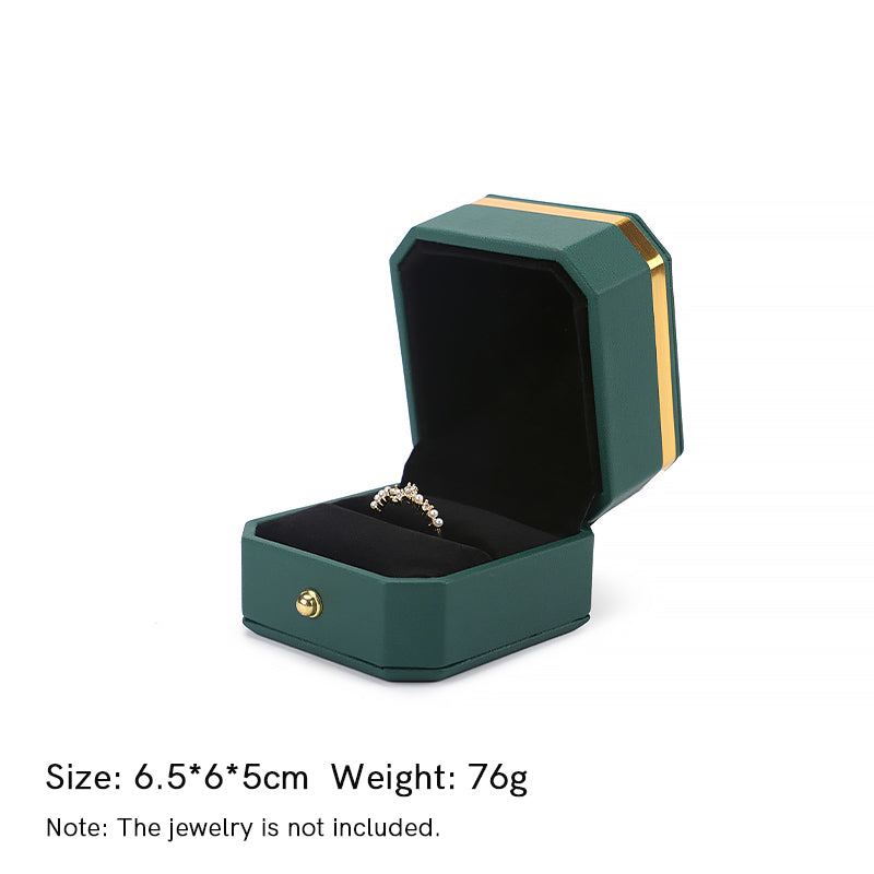 Buddha Stonesジュエリー収納ボックス PUレザーギフトボックス - ダークグリーン - リングボックス(6.5×6×5cm) - image 8