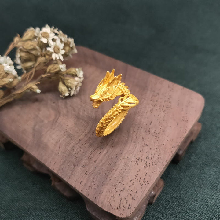 Buddha Stonesゴールデンドラゴン 成功の力の指輪