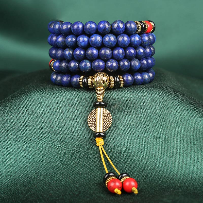 Buddha Stones チベット風マラブレスレット|ラピスラズリ 癒しと守護のパワーストーン