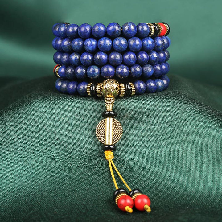 Buddha Stones チベット風マラブレスレット|ラピスラズリ 癒しと守護のパワーストーン