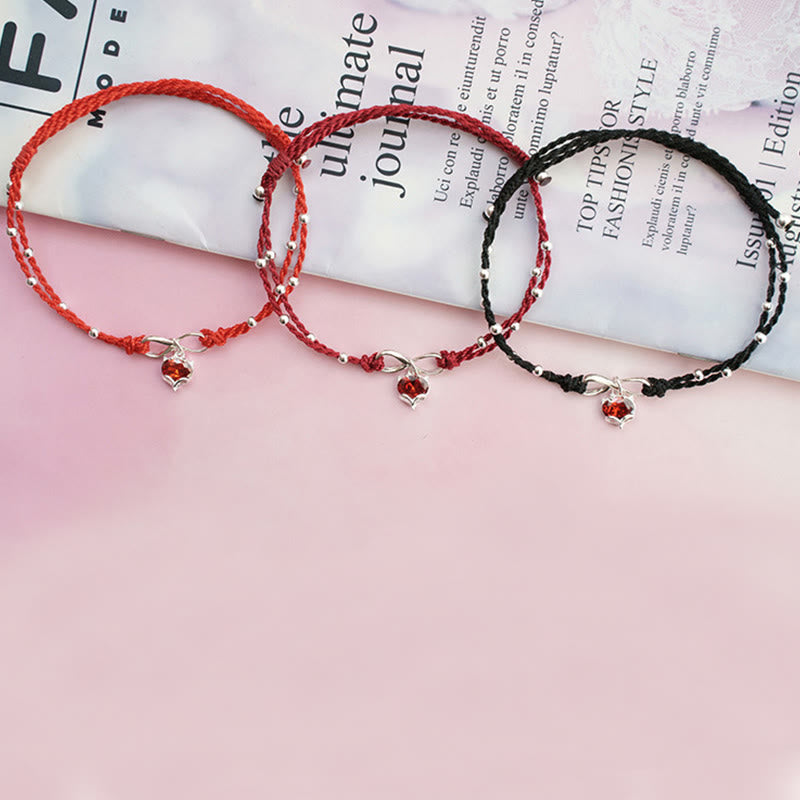 Buddha Stonesラブハート無限大シンボル編み紐アンクレット