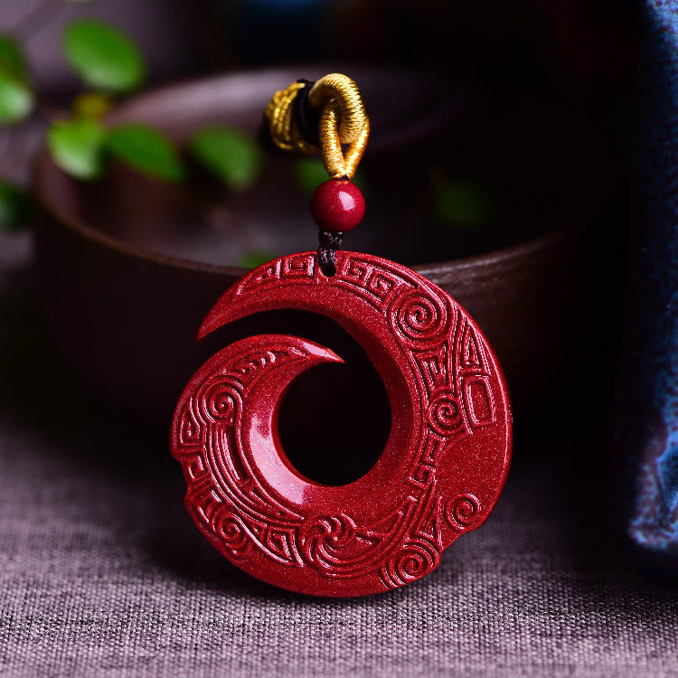 Buddha Stones幸運を呼ぶデザインパターン 天然辰砂 祝福ネックレスペンダント