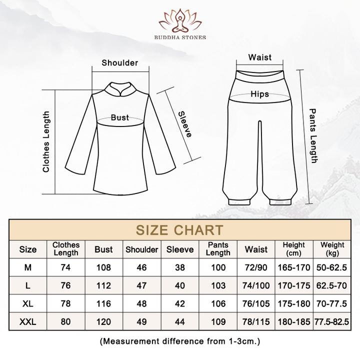Buddha Stones瞑想 祈り スピリチュアル 禅 修行 ユニフォーム 衣類 メンズ セット
