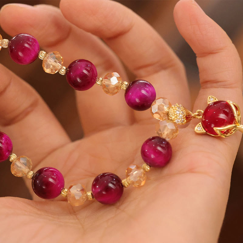 Buddha Stonesレッドタイガーアイ 貔貅 狐 守護 自信 ブレスレット