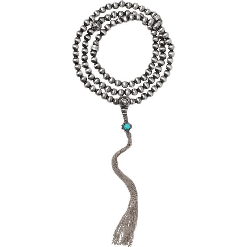 Buddha Stones 108Malaビーズ 925 スターリングシルバー レッドアゲート ターコイズ 自信のチャームブレスレット