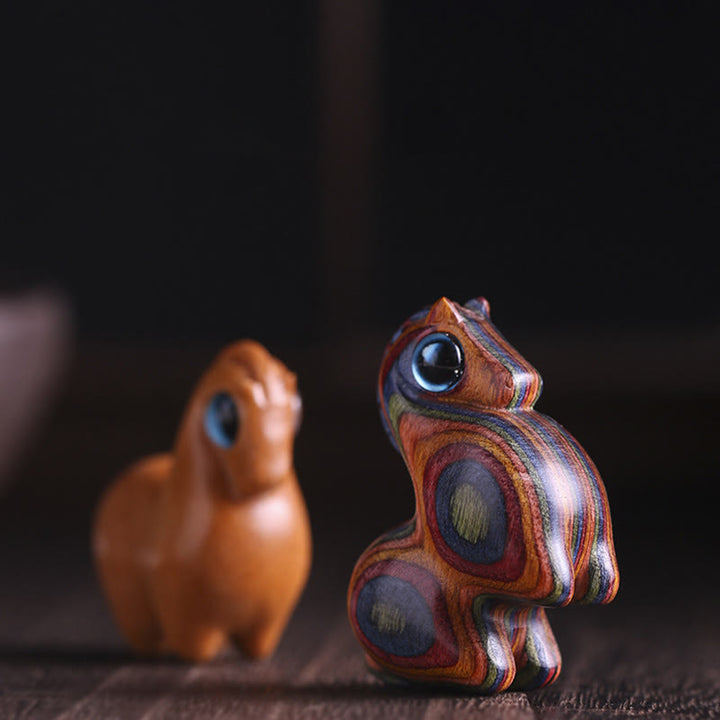 Buddha Stones小葉 紅白檀 緑白檀 幸運のミニ馬 守護飾り