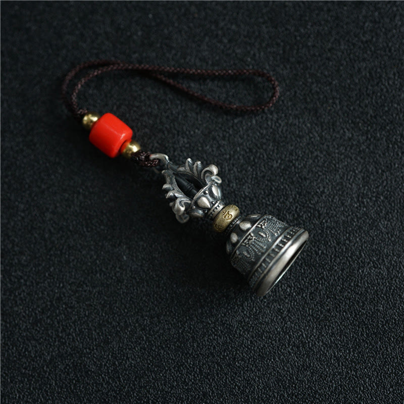 Buddha Stonesチベット 925 スターリングシルバーOm Mani Padme Humジェベル ヴァジュラ 彫刻 悟りのペンダント 吊り下げ装飾