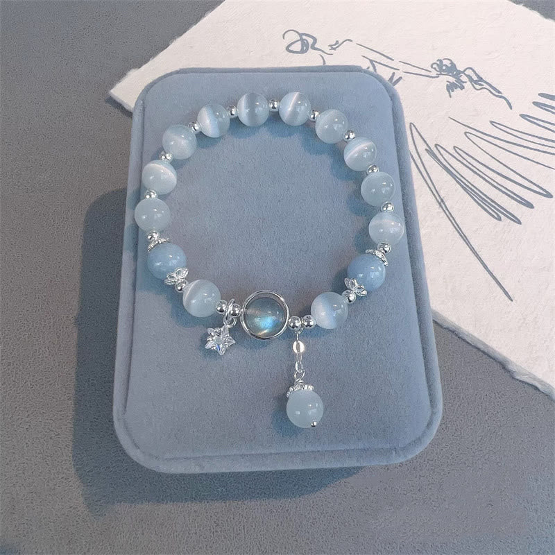 Buddha Stones ムーンストーン バタフライ&スター チャーム ブレスレット レディース