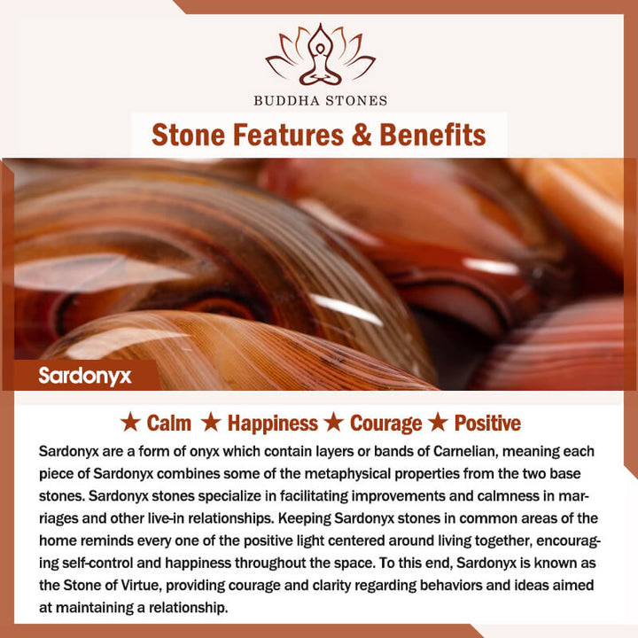 Buddha Stones三眼ビーズサードニクス幸運ブレスレット