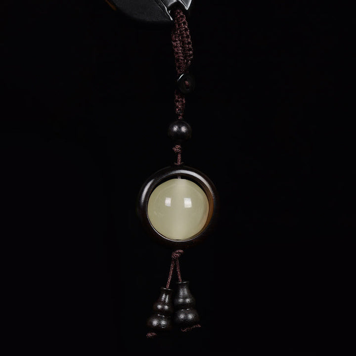 Buddha Stones、紫檀、黒檀、緑檀、光る幸運のビーズ、ひょうたん、平和のキーチェーン