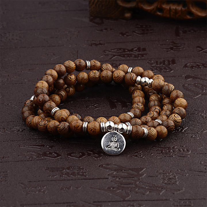 Buddha Stonesチベット雷撃木製ブレスレット 蓮華仏Mala