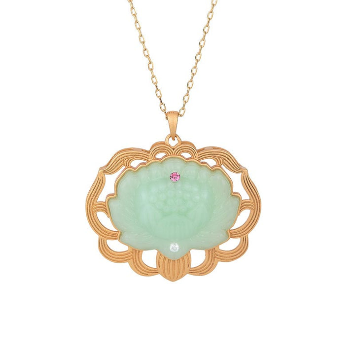 天然翡翠の蓮華ハーモニーネックレスペンダント - image 3