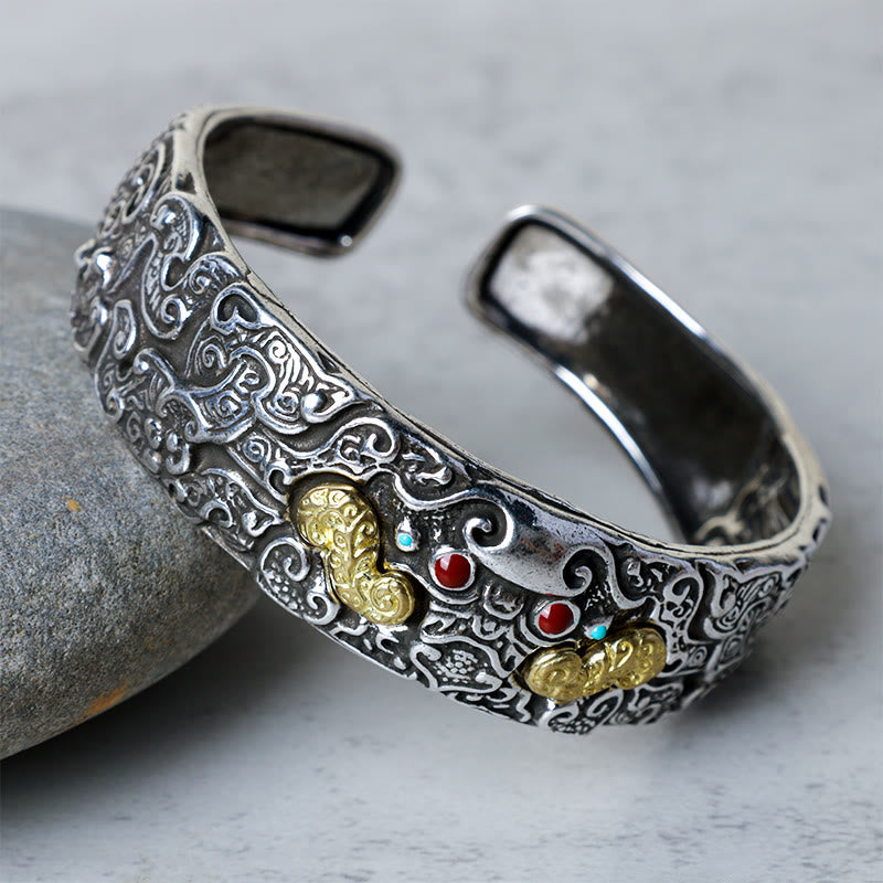 Buddha Stones彫刻貔貅祝福ブレスレットバングル