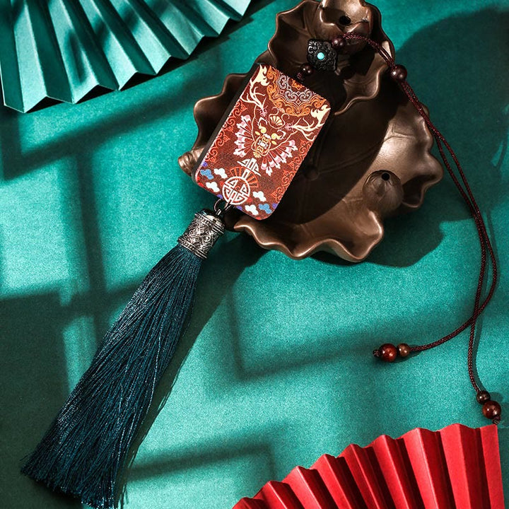 Buddha Stones手作り ヘラジカ 鹿 黒檀 木製 バランス タッセル 車 吊り下げ 装飾