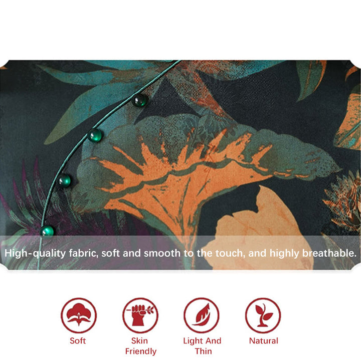 Buddha Stonesシルクチャイナドレス レトロ花葉柄レディースチャイナドレス