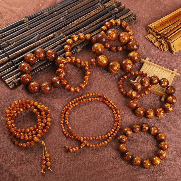 Buddha Stones黄金の海柳 成功の幸運を呼ぶブレスレットマーラー数珠 - image 1