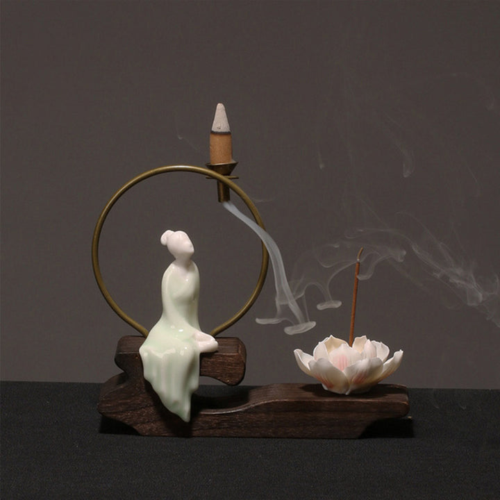 Buddha Stones陶器 蓮 癒し 瞑想 香炉 装飾