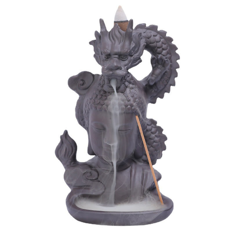 Buddha Stones龍仏 縁起の良い雲 紫粘土 癒しの香炉 装飾