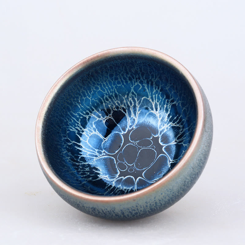 Buddha Stones手作りクラゲ龍鱗模様中国剣璽陶器ティーカップ天目カンフーティーカップ