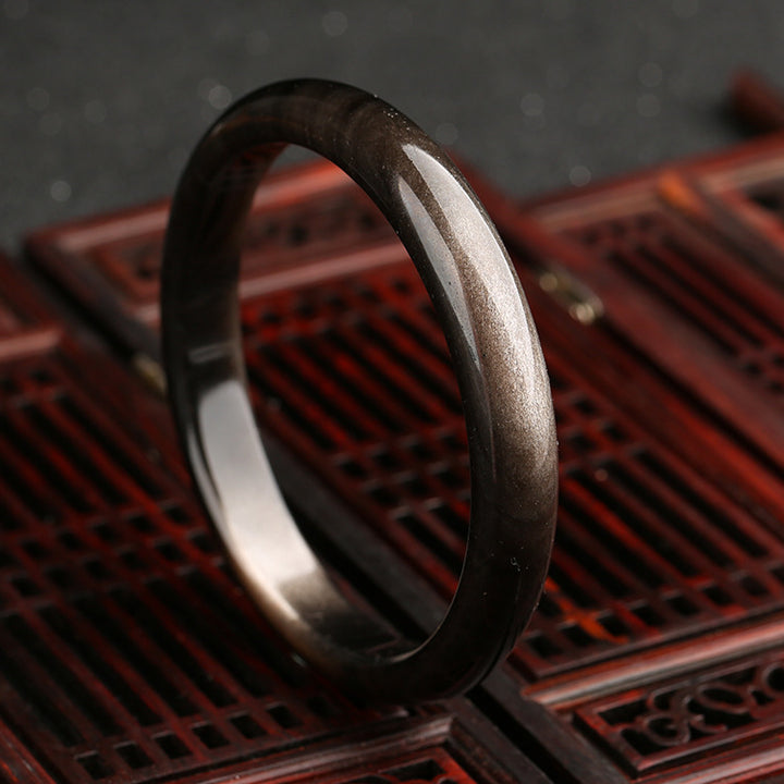 Buddha Stonesゴールドシーンオブシディアン シルバーシーンオブシディアン守護ブレスレットバングル