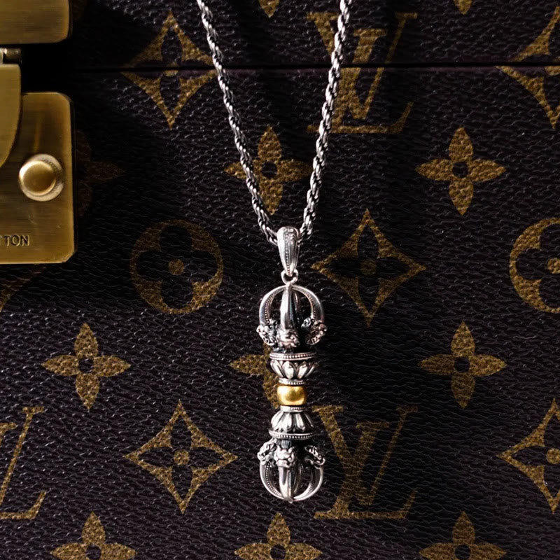Buddha Stonesチベットドルジェ金剛杵デザイン富のネックレスペンダント