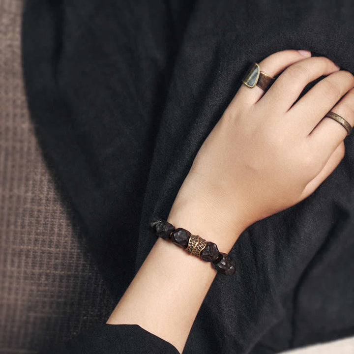 黒檀と銅の平和バランスカップルブレスレット
