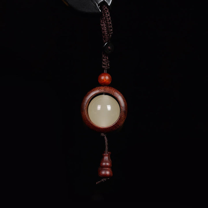 Buddha Stones、紫檀、黒檀、緑檀、光る幸運のビーズ、ひょうたん、平和のキーチェーン