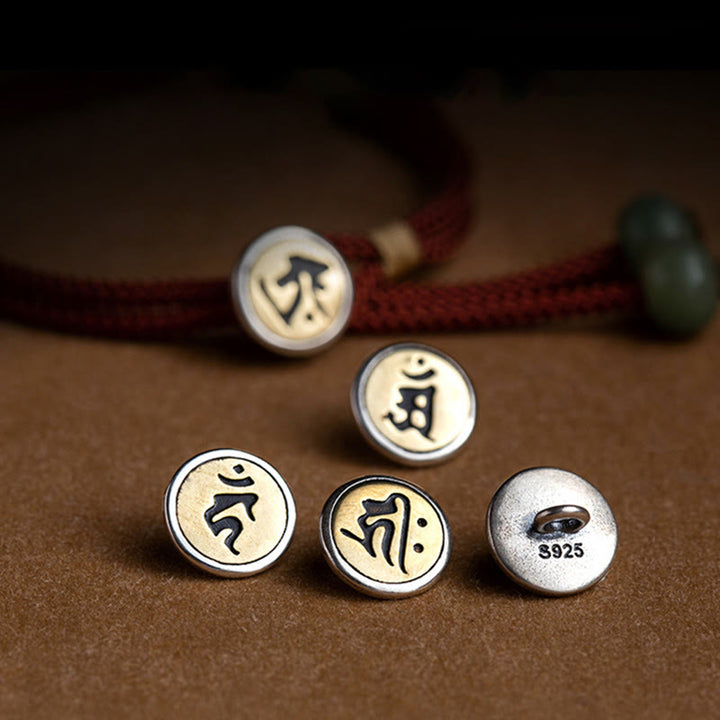 Buddha Stones925 スターリングシルバー ハンドメイド十二支誕生仏シアン 菩提樹 種子保護 編み込み赤紐ブレスレット