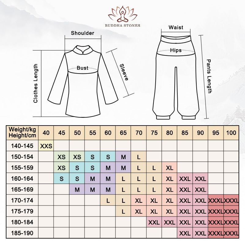 Buddha Stonesシンプルな柄 瞑想 祈り スピリチュアル 禅 太極拳 気功 練習 ユニセックス 服セット - image 9