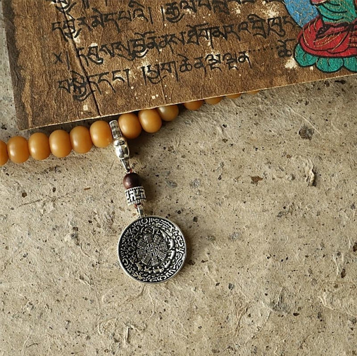 Buddha Stonesチベット 108Malaビーズ菩提樹種子八卦金剛富ブレスレット