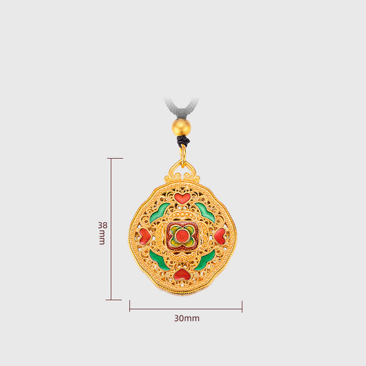 Buddha Stonesの花と愛のハートの銅製富のネックレスペンダント