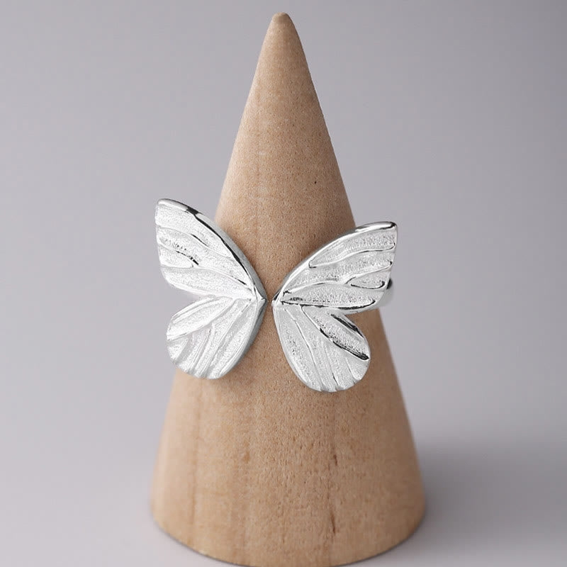 Buddha Stones925スターリングシルバー バタフライ ラブ フリーダム リング