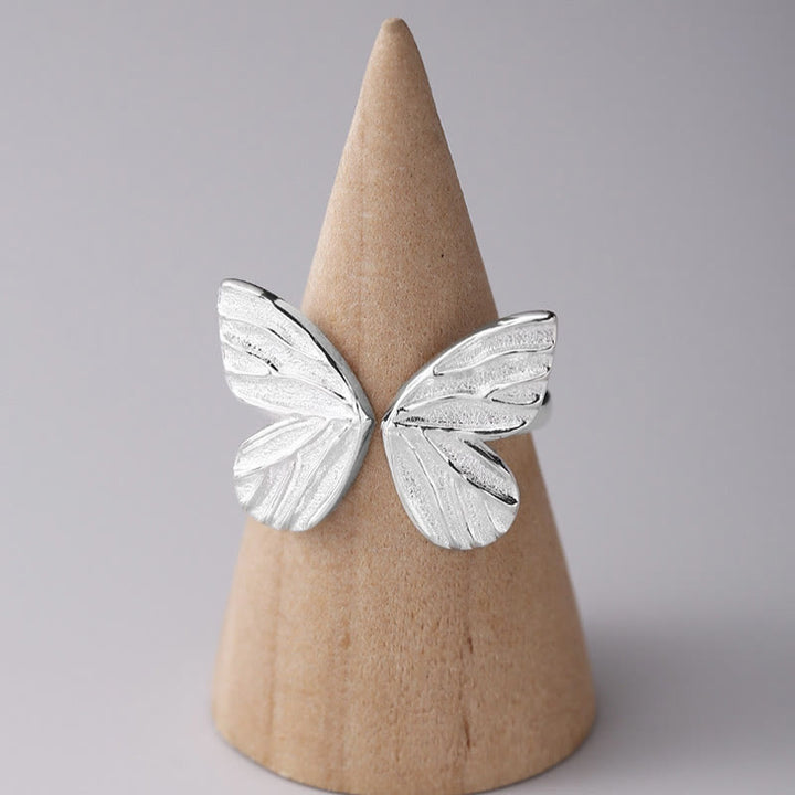 Buddha Stones925スターリングシルバー バタフライ ラブ フリーダム リング