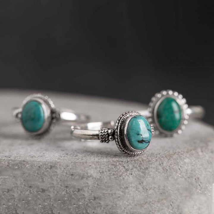 Buddha Stones925スターリングシルバー ターコイズ ウィズダムラブリング