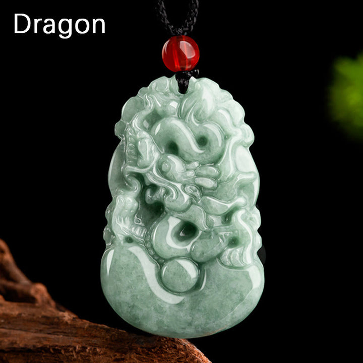 Buddha Stones天然グリーン翡翠 12星座 幸運 繁栄 ネックレス ペンダント