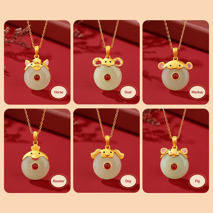 Buddha Stones925 スターリングシルバー 和田翡翠 中国十二支 龍年 赤瑪瑙 幸運の守護ネックレスペンダント