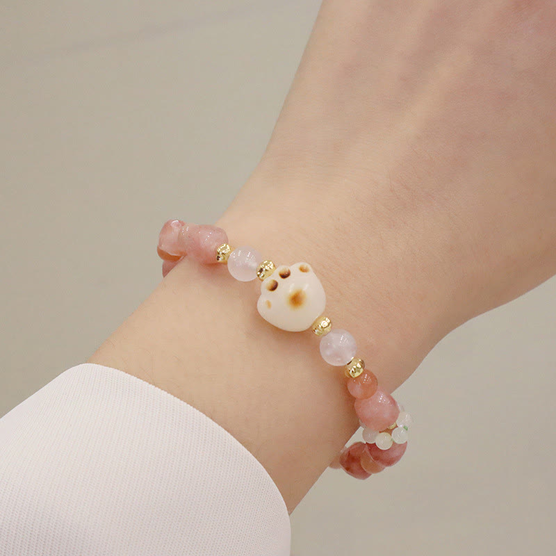Buddha Stonesグリーンアゲート サンストーン キャッツアイ 菩提樹 猫の足サポートブレスレット - サンストーン&キャッツアイ - image 5