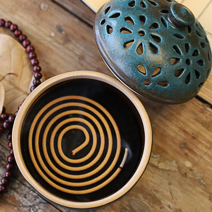 Buddha Stonesミニ中空スピリチュアル瞑想セラミック小さな香炉装飾