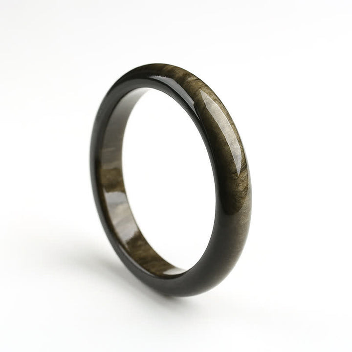 Buddha Stonesゴールドシーンオブシディアン シルバーシーンオブシディアン守護ブレスレットバングル