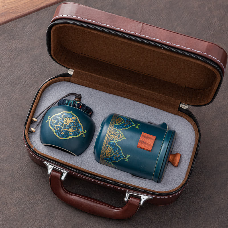 Buddha Stonesの花 中国 功夫陶器 ティーポット ポータブル アウトドア 旅行用 ティーセット バッグ